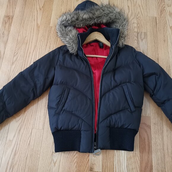 VTG 90s Y2K Women DKNY Feather Down jacket Black Puffer Heavyweight Bomber Warm - Picture 1 of 4